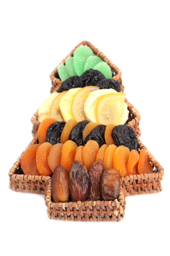 Christmas tree basket with dried fruits