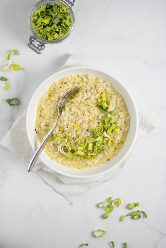risotto con porro essiccato