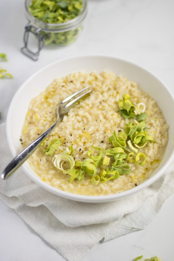 risotto con porro essiccato